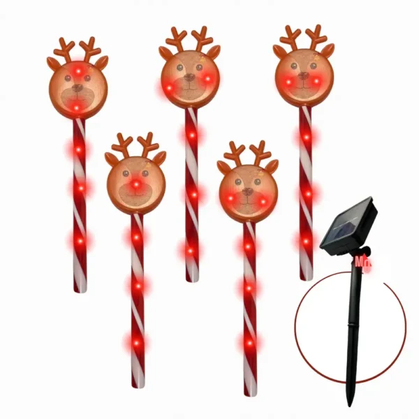 Bastones Navideno Led De Reno Solar
