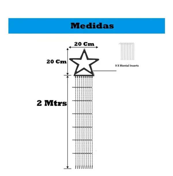 Estrella Punta de Árbol Cascada Solar LED